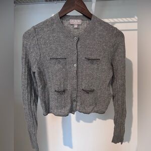 J. Crew Charcoal Gray Cashmere Crewneck Cardigan